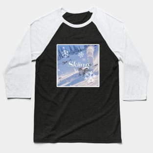 Cat Skiing Baseball T-Shirt